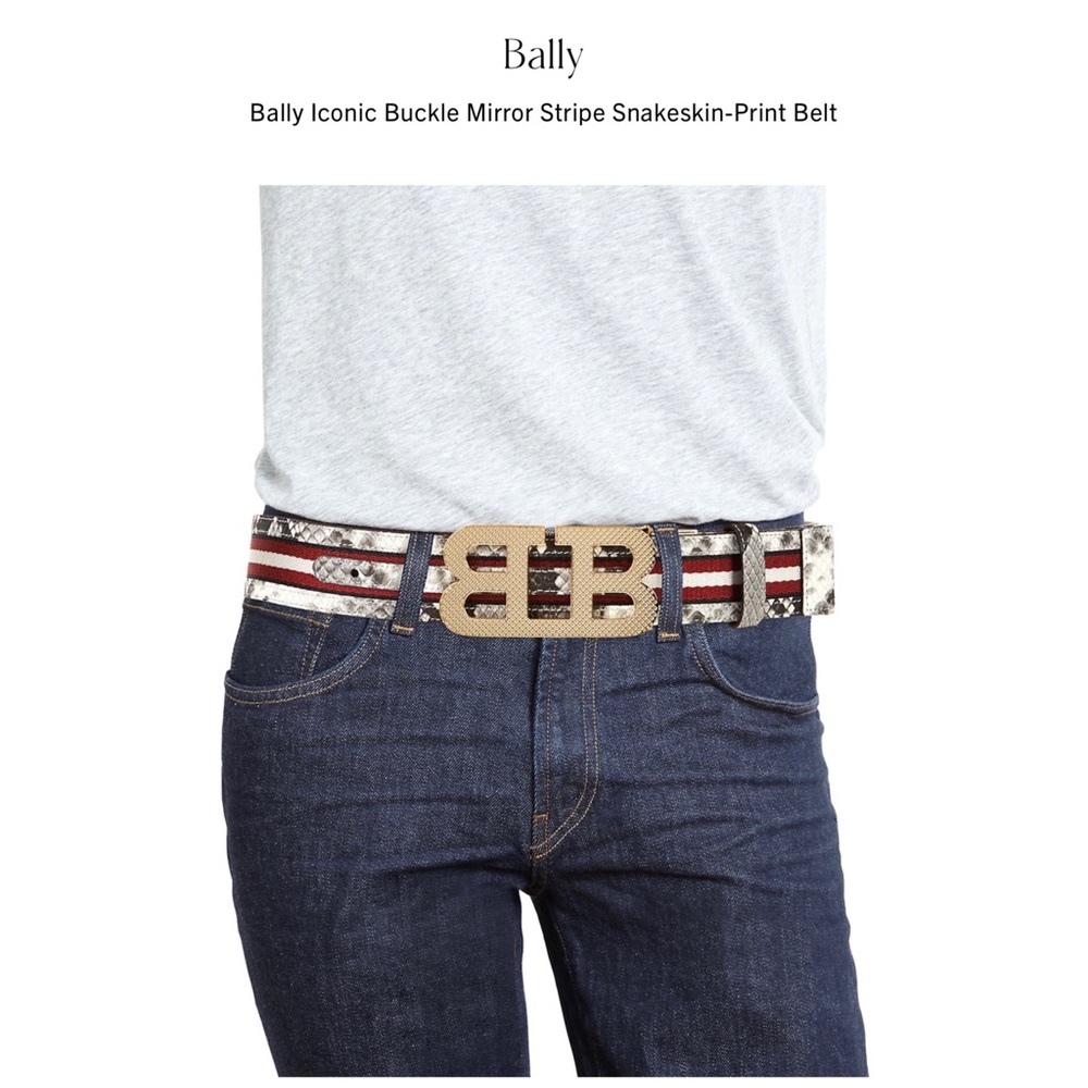 Nwt Bally Mirror B Snake Embossed Reversible Belt - image 2